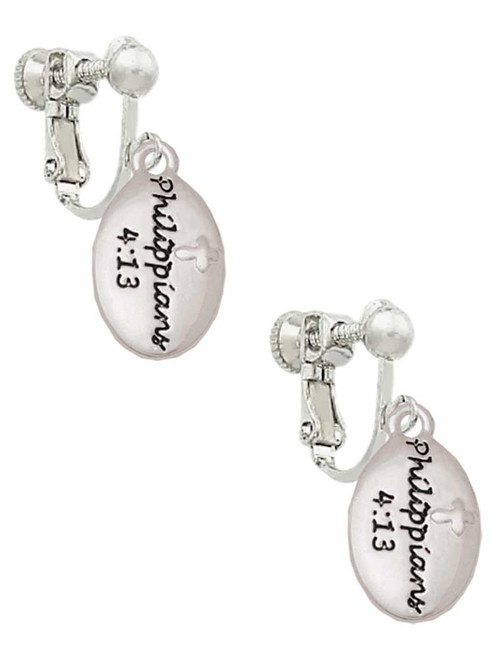 Bible Verse Philippians 4:13 Clip On Earrings