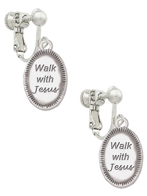 Walk with Jesus Oval Clip On Earrings