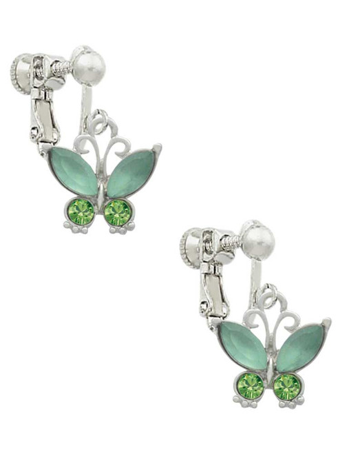Butterfly with Green Wings Clip On Earrings