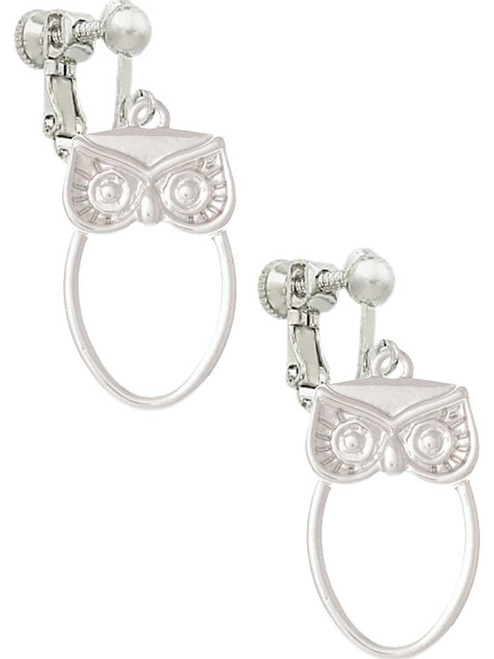 Large Owl Outline Clip On Earrings