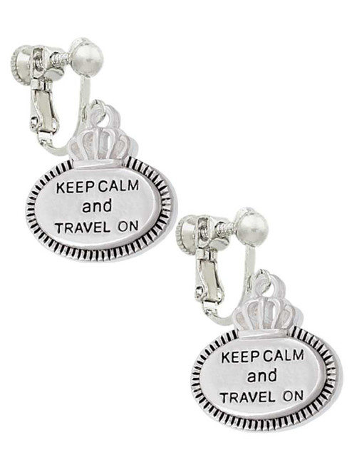 Keep Calm and Travel On Clip On Earrings