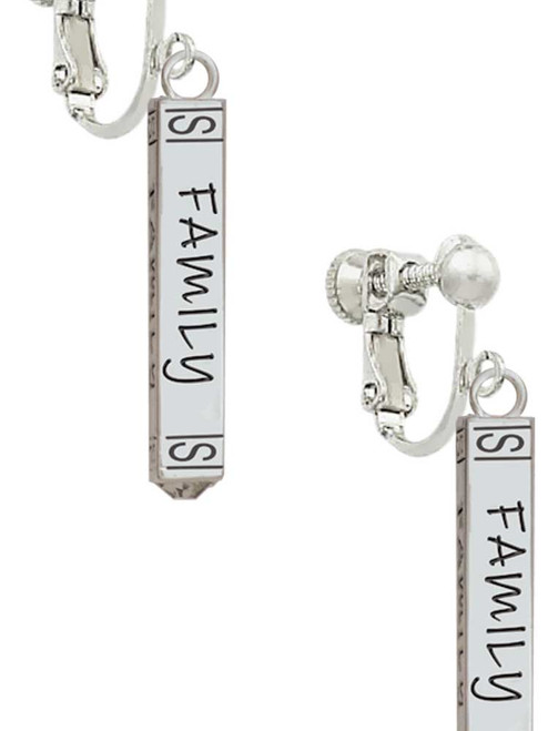 Family Bar Clip On Earrings