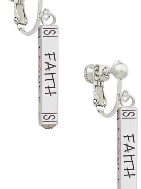 Believe Faith Prayer Hope Bar Clip On Earrings