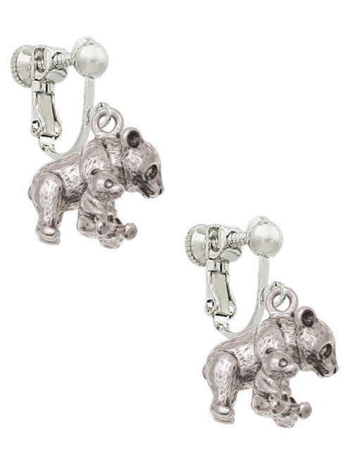 Panda with Baby Clip On Earrings