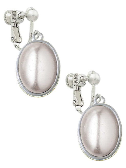 Small Grey Imitation Pearl Clip On Earrings
