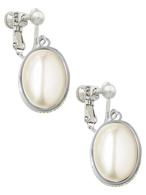 Small Cream Imitation Pearl Clip On Earrings