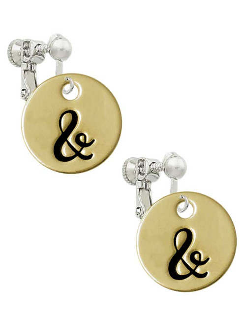 Large Gold Tone Disc Letter - & - 3/4'' Clip On Earrings
