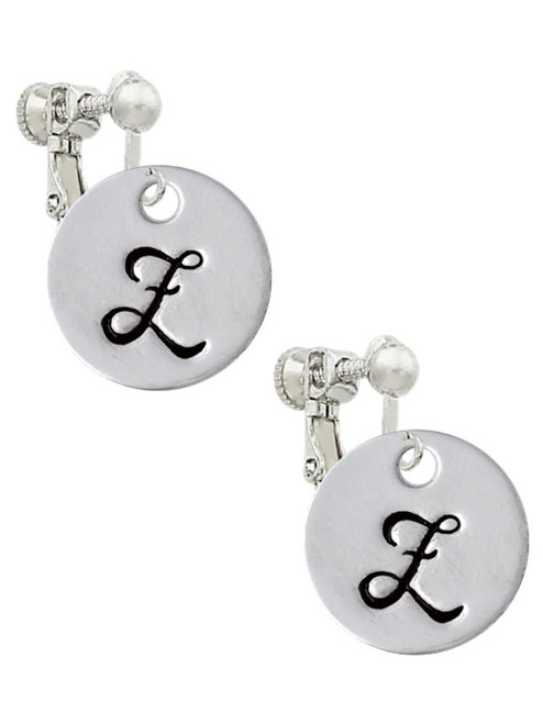 Large Script Letter - Z - 3/4'' Disc - Clip On Earrings