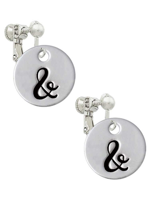 Large Script Letter - & - 3/4'' Disc - Clip On Earrings