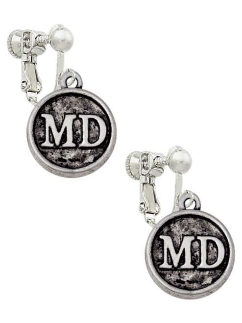 Doctor Caduceus Seal - MD Clip On Earrings