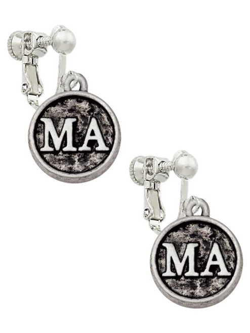 Medical Assistant Caduceus Seal - MA Clip On Earrings