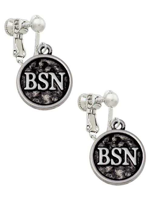 Nurse Caduceus Seal - BSN Clip On Earrings