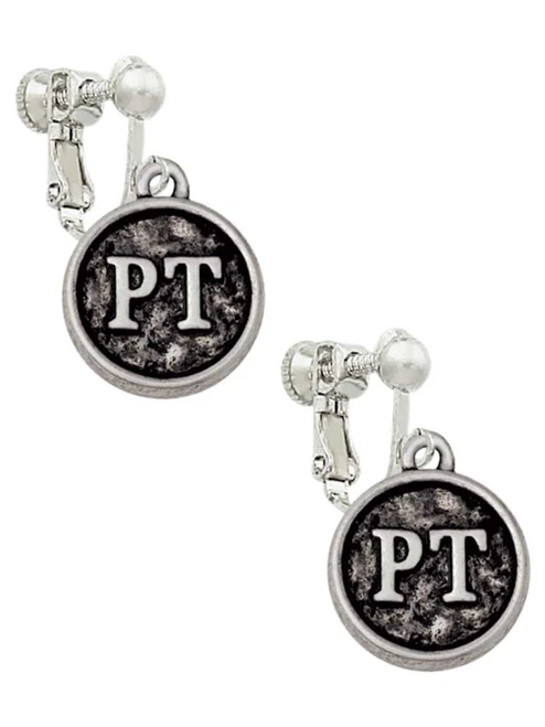 Physical Therapist Caduceus Seal - PT Clip On Earrings