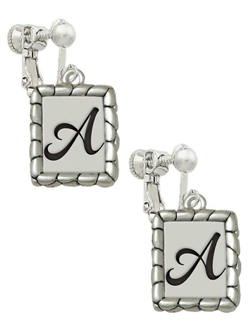 Pebble Border Initial - A Clip On Earrings