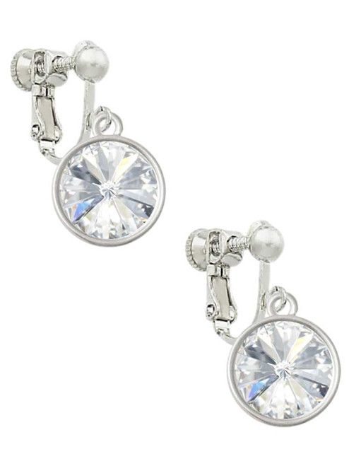 12mm Crystal Rivoli - Clear Clip On Earrings