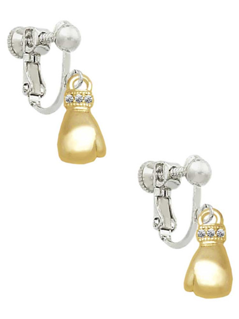 Small Gold Tone Boxing Glove Clip On Earrings
