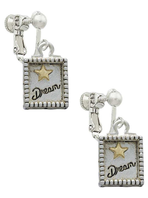 Shadow Box ''Dream'' with Gold Tone Star Clip On Earrings