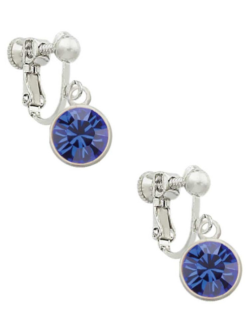 10mm Blue Crystal Drop Clip On Earrings