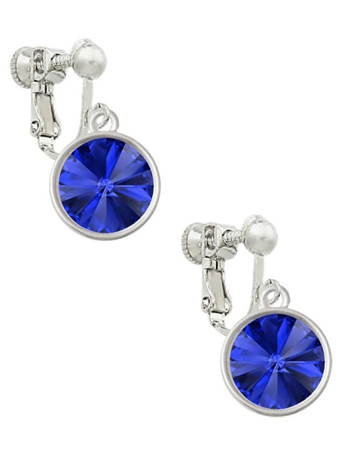 12mm Crystal Rivoli - Blue Clip On Earrings