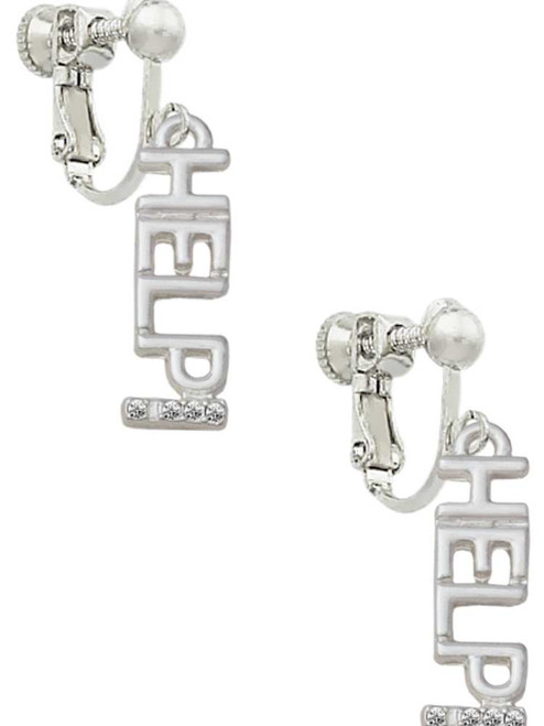 Small Crystal HELP! Clip On Earrings