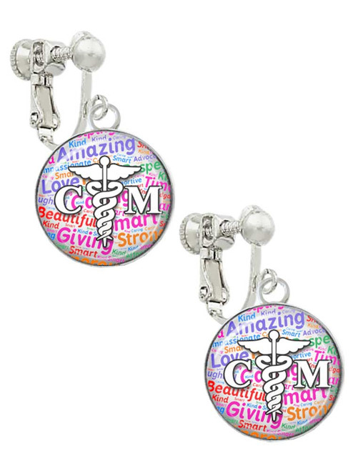 Domed Multi Color CM Clip On Earrings