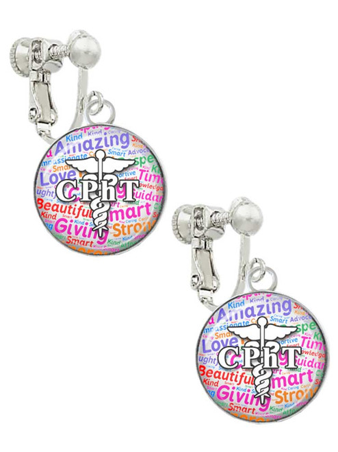 Domed Multi Color CPhT Clip On Earrings