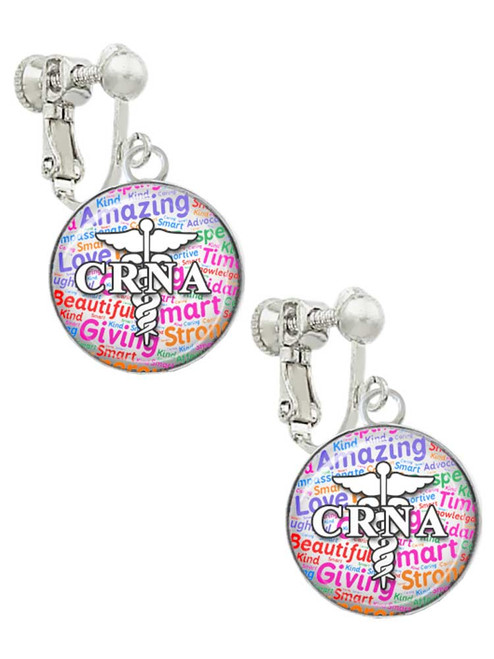 Domed Multi Color CRNA Clip On Earrings