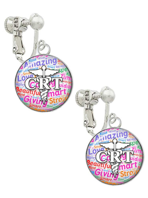 Domed Multi Color CRT Clip On Earrings