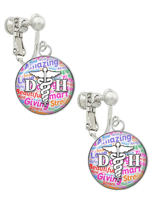 Domed Multi Color DH Clip On Earrings