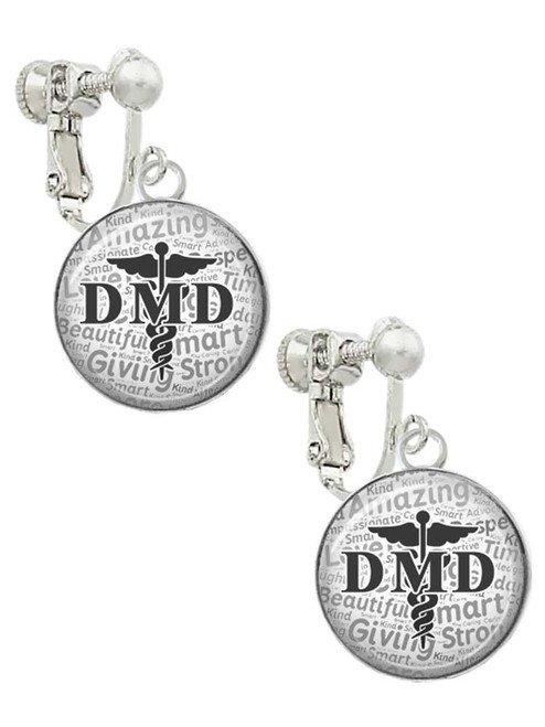Domed Black DMD Clip On Earrings
