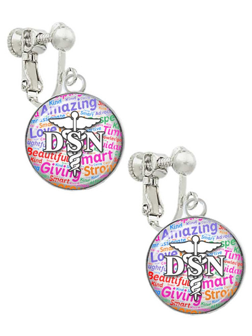 Domed Multi Color DSN Clip On Earrings