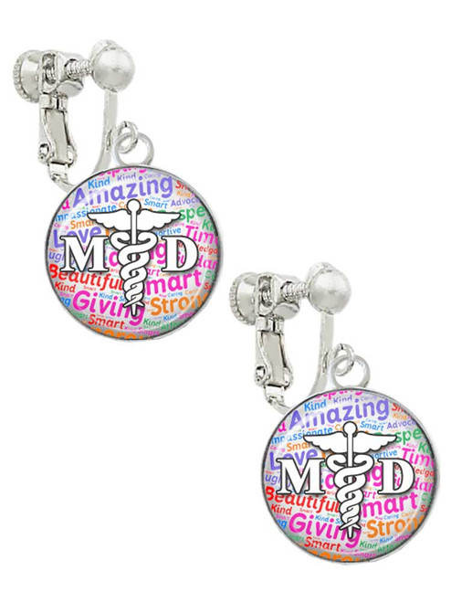 Domed Multi Color MD Clip On Earrings