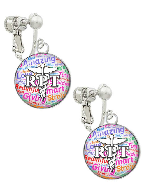 Domed Multi Color RPT Clip On Earrings