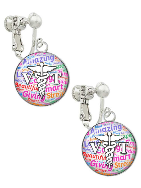 Domed Multi Color VT Clip On Earrings