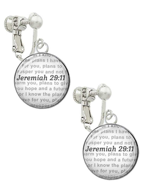 Domed Jeremiah 29:11 Clip On Earrings