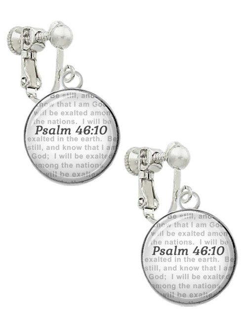 Domed Psalm 46:10 Clip On Earrings