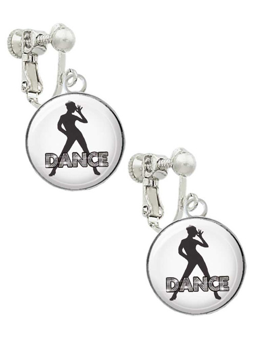 Domed Jazz Girl with Hat Clip On Earrings