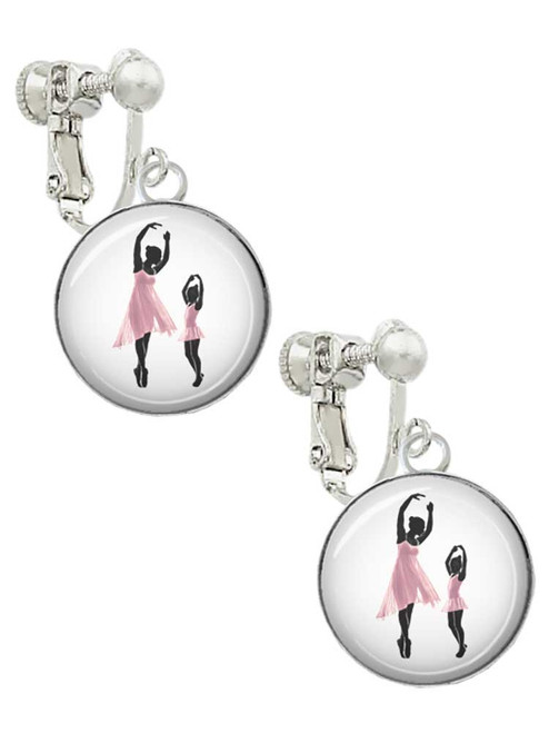 Domed Ballet Dance Instructor Clip On Earrings