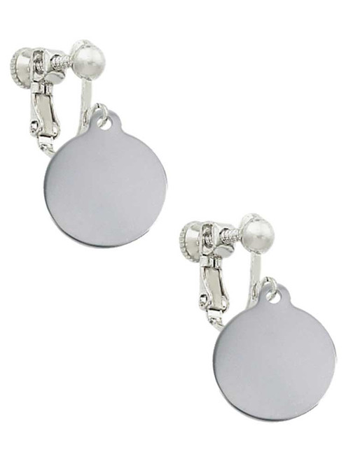 Stainless Steel Disc Clip On Earrings