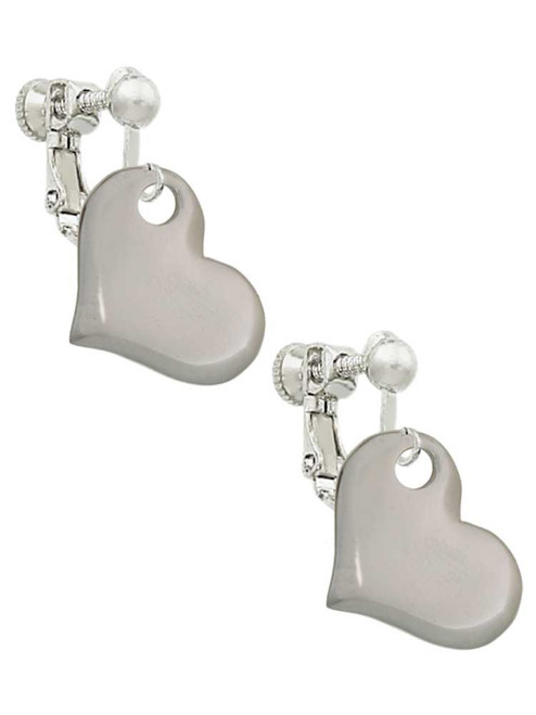 Stainless Steel Heart Clip On Earrings