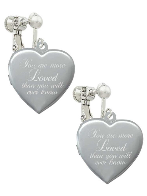 You Are More Loved Engraved Locket Clip On Earrings