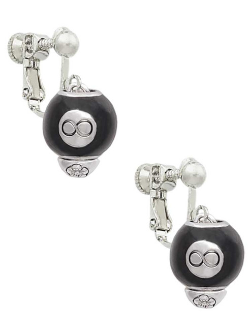 Black 8 Ball Spinner Clip On Earrings
