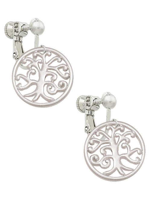 Tree of Life Cutout Clip On Earrings