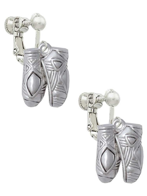 Large Ballet Slippers Clip On Earrings