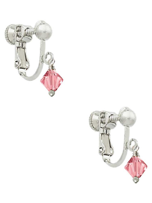 October - Hot Pink - 6mm Crystal Bicone Clip On Earrings