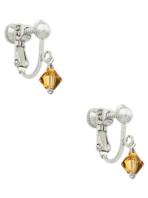 November - Yellow - 6mm Crystal Bicone Clip On Earrings