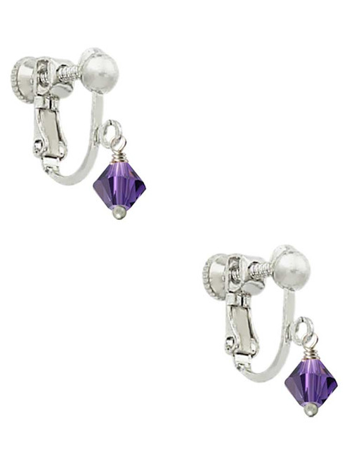 Purple Velvet - 6mm Crystal Bicone Clip On Earrings