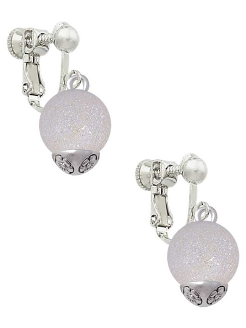 12mm Stardust Round Silver Tone Spinner Clip On Earrings