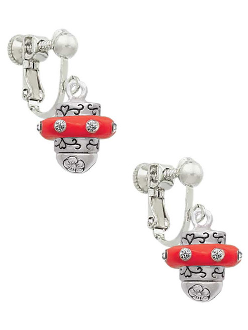 Crystal Red Spinner Clip On Earrings