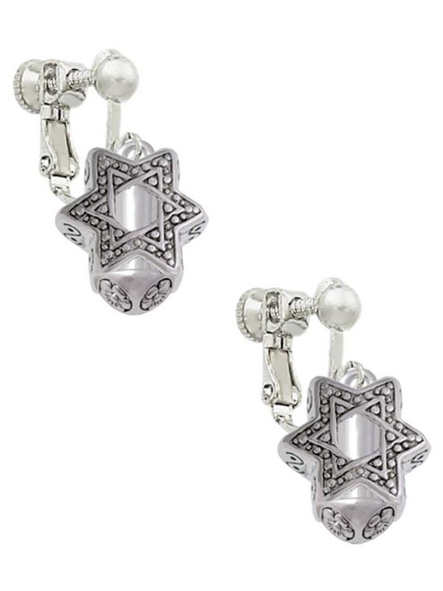 Star of David Spinner Clip On Earrings